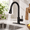 Black-1, variant on Hotis Kitchen Faucet With Side Sprayer 2 Handle 3 Or 4 Hole Sink Faucets 8 Inch Rv Supply Lines 360 Swivel Brushed Nickel Ht-kf20