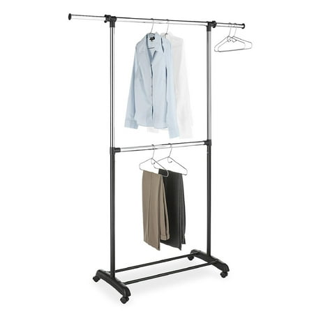 Whitmor Adjustable 2-Rod Garment Rack Black & Chrome
