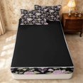 thumbnail image 4 of Erosebridal Garden Floral Zipper Queen Comforter Set with Fitted Sheet and 2 Pillowcases, Retro Flower Zipper Bedding Set, Black Reversible, Lilac Black Damask Rose, Black Reversible, 4 of 7
