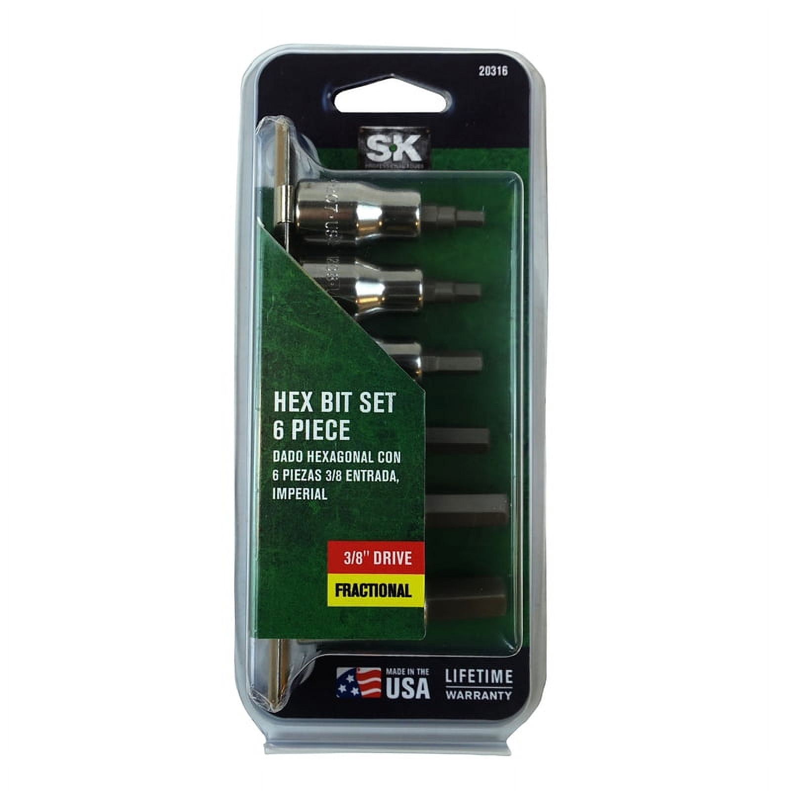SK Professional Tools 3/8 in. drive SAE Hex Bit Socket Set 6 pc.