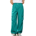 thumbnail image 7 of Dpytoraw Girls Solid Utility Cargo Pants Drawstring Elastic Waist Lightweight Trousers Green Size 11-12 Years, 7 of 7