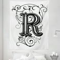 thumbnail image 1 of Letter R Tapestry, Baroque Antique Typography Old Fashion English Aristocratic Swirls, Fabric Wall Hanging Decor for Bedroom Living Room Dorm, 5 Sizes, Black Grey White, by Ambesonne, 1 of 1
