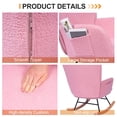 thumbnail image 6 of VECELO Nursery Rocking Chair, Teddy Fabric Upholstered Glider Rocker with High Backrest, Modern Rocking Accent Chairs Comfy Side Chair for Nursery, Bedroom, Living Room, Pink, 6 of 8