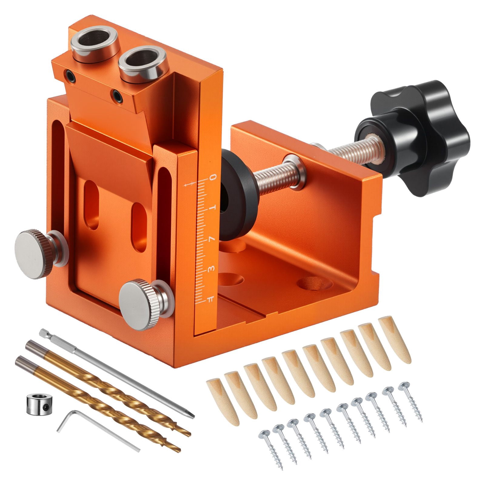 Pocket Hole Jig Kit,0.47-1.89",Includes Drill Bit,Screws Plugs,Metal Frame for Woodworking