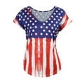 thumbnail image 2 of WISEFIN Women American Flag Print Tee Short Sleeve V-Neck USA Flag Top T-Shirt, 2 of 4
