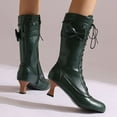 thumbnail image 6 of YLYL Vintage Victorian Boots for Women Bow Lace up Goth Boots Halloween Witch Mid Calf Boots, 6 of 9