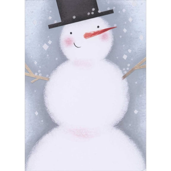 Designer Greetings Smiling Snowman Closeup with Diamond Shape Snowflakes Box of 15 Happy Holidays Cards