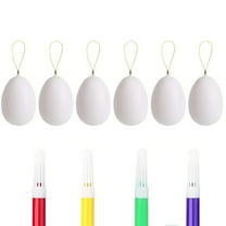 Easter Egg Decorating Kit, 10Pcs White Plastic Eggs with Dye Kit, Easter Tree Ornaments, Stickers for Kids, Hanging Plastic Eggs with Rope for Easter Decoration, Easter Egg Hunts