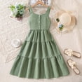 thumbnail image 2 of akafmk Teen Girls Cute Dresses Round Neck Button Down Flowy Tiesred Midi Sundress 7-15 Years, 2 of 6