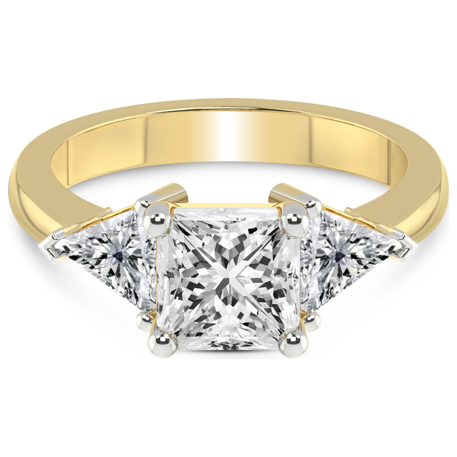 Large Princess Cut and Trillion Three Stone Diamond Engagement Ring E/ –  Sziro Jewelry