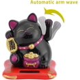thumbnail image 3 of Lucky Cat Buena Suerte, con Brazo Móvil con Energía Solar, Decoración del Coche para La Oficina En El Hogar, Altura 7,5 Cm (Color: Negro), 3 of 5