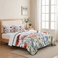 thumbnail image 5 of Twin XL Quilt Set 68''x98'', Red Flower Lightweight Bedspread Coverlet Set with 2 Pillow Shams, Botanical Blue Plant Pink Garden Poppy Floral Breathable All Season Quilt Bedding for Dorm/Guest Room, 5 of 9