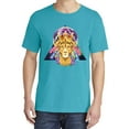 thumbnail image 2 of Wild Bobby, Lion Throne King Crown, Animal Lover, Garment-Dyed Washed Look Short Sleeve T-Shirt, Blue Lagoon, Small, 2 of 3