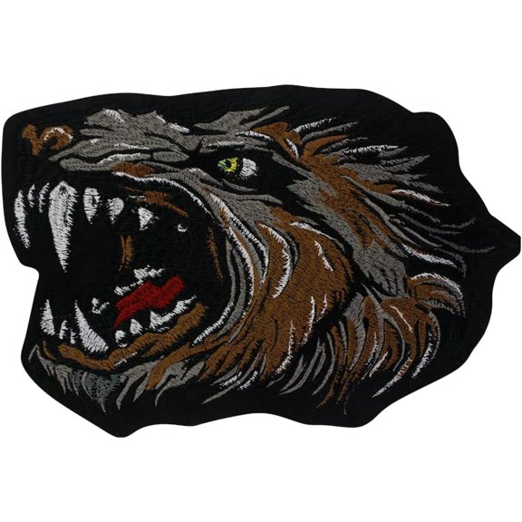 Embroidered Fabric Patch Fierce Wolf Head Iron on Patches Punk Styleand Racing Biker Applique Patch for Jacket 1 Piece