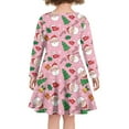thumbnail image 3 of Renewold Christmas Theme Twirly Skater Dress Girls Softness Kids Xmas Trees Santa Long Sleeve Pleated Playwear Size XL Casual School Dance Midi Dress Outfits, 3 of 4