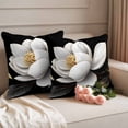 thumbnail image 4 of 2 Pack Outdoor Waterproof Throw Pillow Covers,Spring White Floral Flower on Black Decorative Square Patio Pillowcases for Chair Couch Sofa 16x16in, 4 of 9
