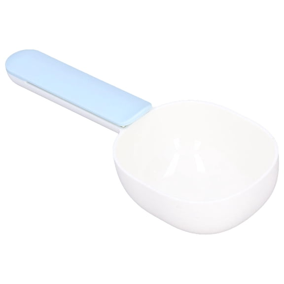 BOKYAN Pet Food Spoon – Thick, Food‑Grade ABS, Ergonomic Handle, Clip‑Secure Bag Seal, Arc‑Shaped Design, White & Blue