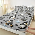 thumbnail image 3 of Homewish Cartoon Grey Penguin Full Size Sheets, Ice Hockey Sports Bed Sheets, Kawaii Animal Sheet Sets, Microfiber Bedroom Decor, 4-Piece, 3 of 7