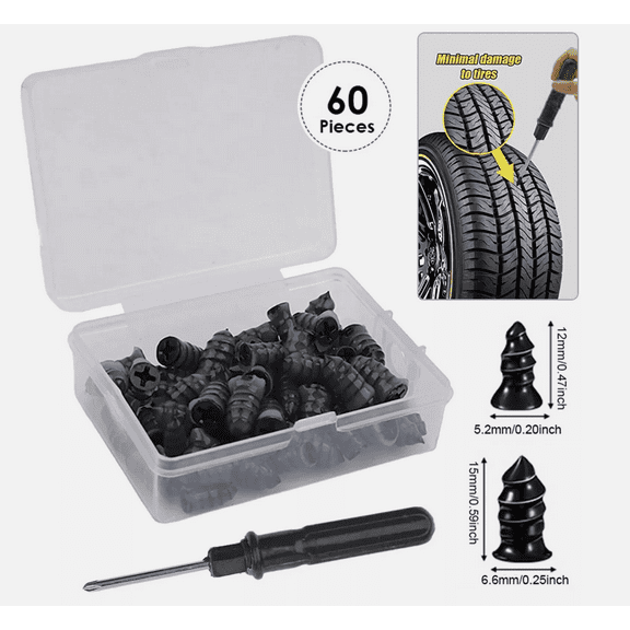 Aochuangtai 60pcs Tire Repair Kit DIY Flat Tire Repair Car Truck Motorcycle Home Plug Patch