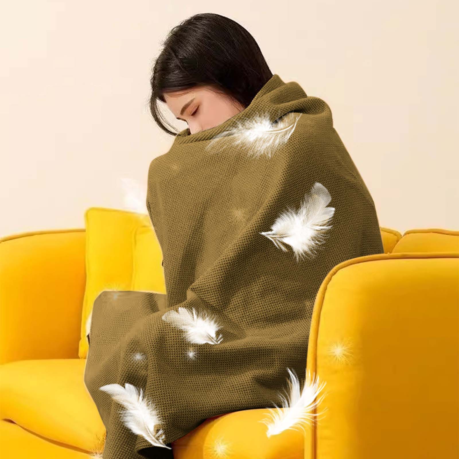 Portable Heated Shawl Wraps Battery Operated, Portable Soft Zipper Electric Heated Blanket Shawl with 3 Heating Levels,USB Heated Blanket Fast Heating Shawl Wraps for Women,(Larger Pockets)