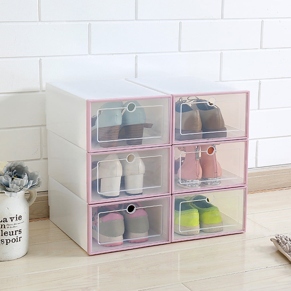 Excellent 3PCS Foldable Shoe Storage Boxes Shoe Organizer Transparent