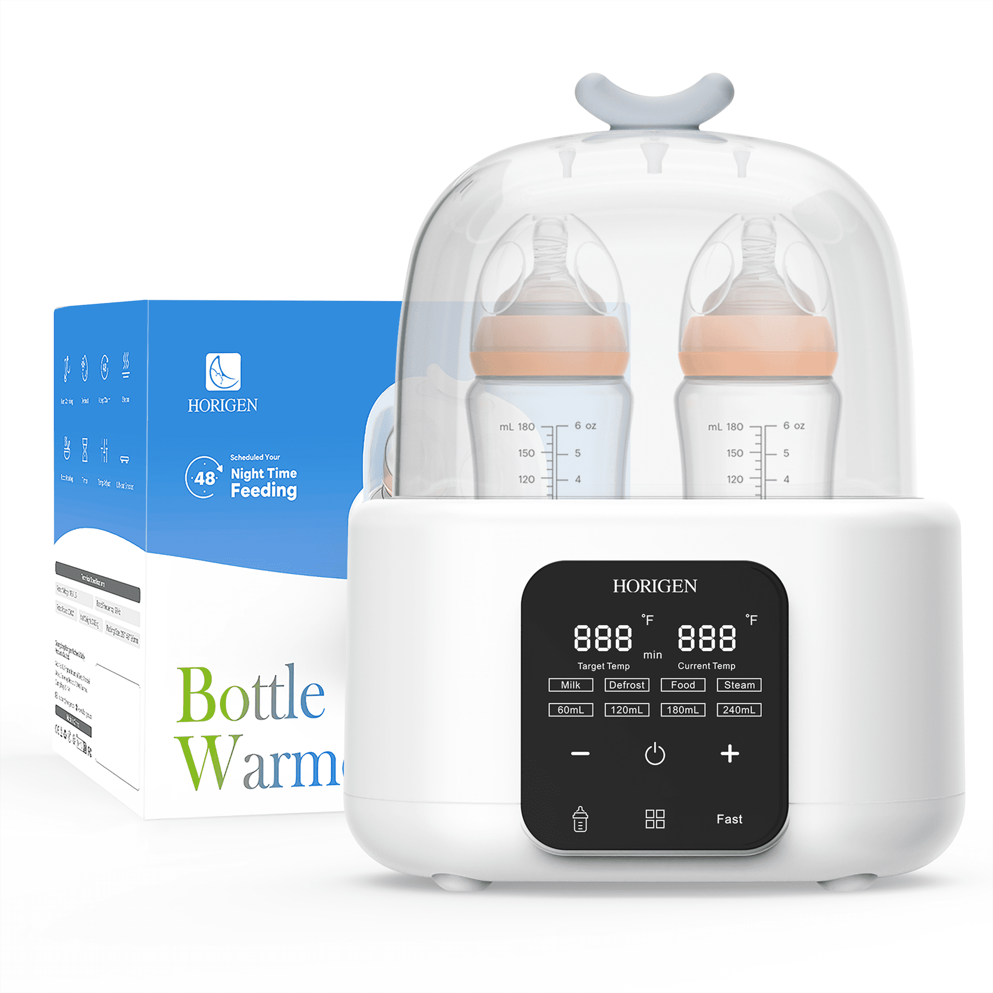 Horigen Electric Baby Bottle Warmer & Sterilizer with Smart Touch, Dual Function, White