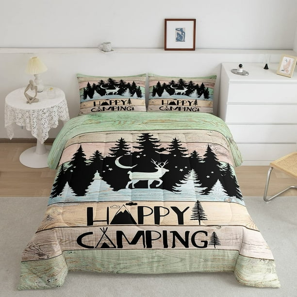 Camper Bedding Queen Happy Camping Bedding Comforter Set Rustic