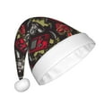 thumbnail image 2 of KLL Christmas Hats for Adults Plush Vintage Gaming Print Santa Hat Xmas Fluffy Santa Claus Hat for Women Men, 2 of 6