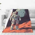 thumbnail image 1 of Balery Astronaut With American Flag Manta de Felpa Suave y Acogedora – Cobija de Franela Aterciopelada para Cama, Lavable y Cálida para Sofá, Mascotas, Transpirable-80"x60", 1 of 7