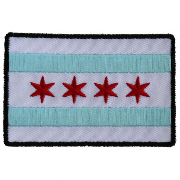 Patch, Embroidered Patch (Iron-On or Sew-On), Chicago Illinois City Flag Patch, 3" x 2"
