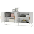 thumbnail image 4 of Abrihome Solid Wood Special Shape Square Handle Design with 4 Doors and Double Storage Sideboard,White, 4 of 7