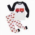 thumbnail image 2 of TOWED22 Toddler Boys Fall Winter Outfits 2 Piece Long Sleeve Printed Pullover Sweatshirt Elastic Waist Sweatpants Cozy Clothes Set(Red,4-5 Y), 2 of 4