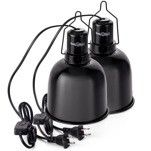 Reptile Light Fixture, 2-Pack 5.5-Inch Deep Dome Lamp Caps with Optical Reflection Cover, Heat-Resistant Design for Reptile Enclosures, Terrariums, and Amphibian Habitats