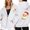 White, variant on NinXxx Ladies' Christmas Zipper Long Sleeve Pocket Drawstring Hooded Sweatshirt Grey M