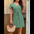 thumbnail image 3 of Vestido de Corta con Cuello en V para Mujer, Color Verde, Talla XL, 3 of 5