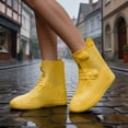 thumbnail image 4 of Unisex Thickened Non-Slip Reusable Waterproof Rain Shoe Covers Portable Wear-Resistant Overshoes for Men Women Daily Use Outdoor Walking Cycling Commuting Gardening Hiking 11.8x7.9 Inches, 4 of 9