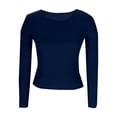 thumbnail image 6 of WHEANG Long Sleeve Shirts For Women U Neck Slim Fit Long Sleeve Solid Color T Shirt Polyester Spandex Fashionable Casual Daily Wear 1Pc Blue S-Xxl, 6 of 6