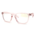 thumbnail image 2 of Rectangle Keyhole Plastic Horn Rim Blue Light Filtering Computer Glasses Pink, 2 of 4