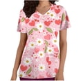 thumbnail image 2 of Xdegoge V-Neck Scrub Tops for Women Heart And Paw Print Graphic Short Sleeve Workwear Casual Tunic With Pockets Soft Stretchy Lightweight Breathable Summer Daily Tops, 2 of 5