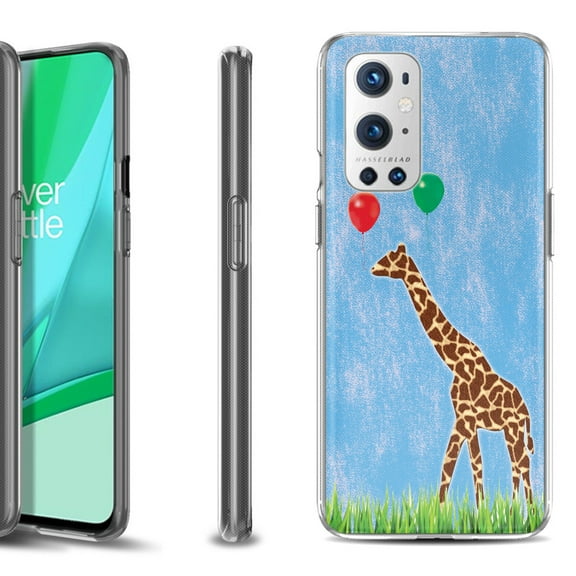 Slim-Fit Flexible TPU Gel Phone Case Compatible with OnePlus 9 PRO 5G, by OneToughShield ® - Giraffe/Balloon