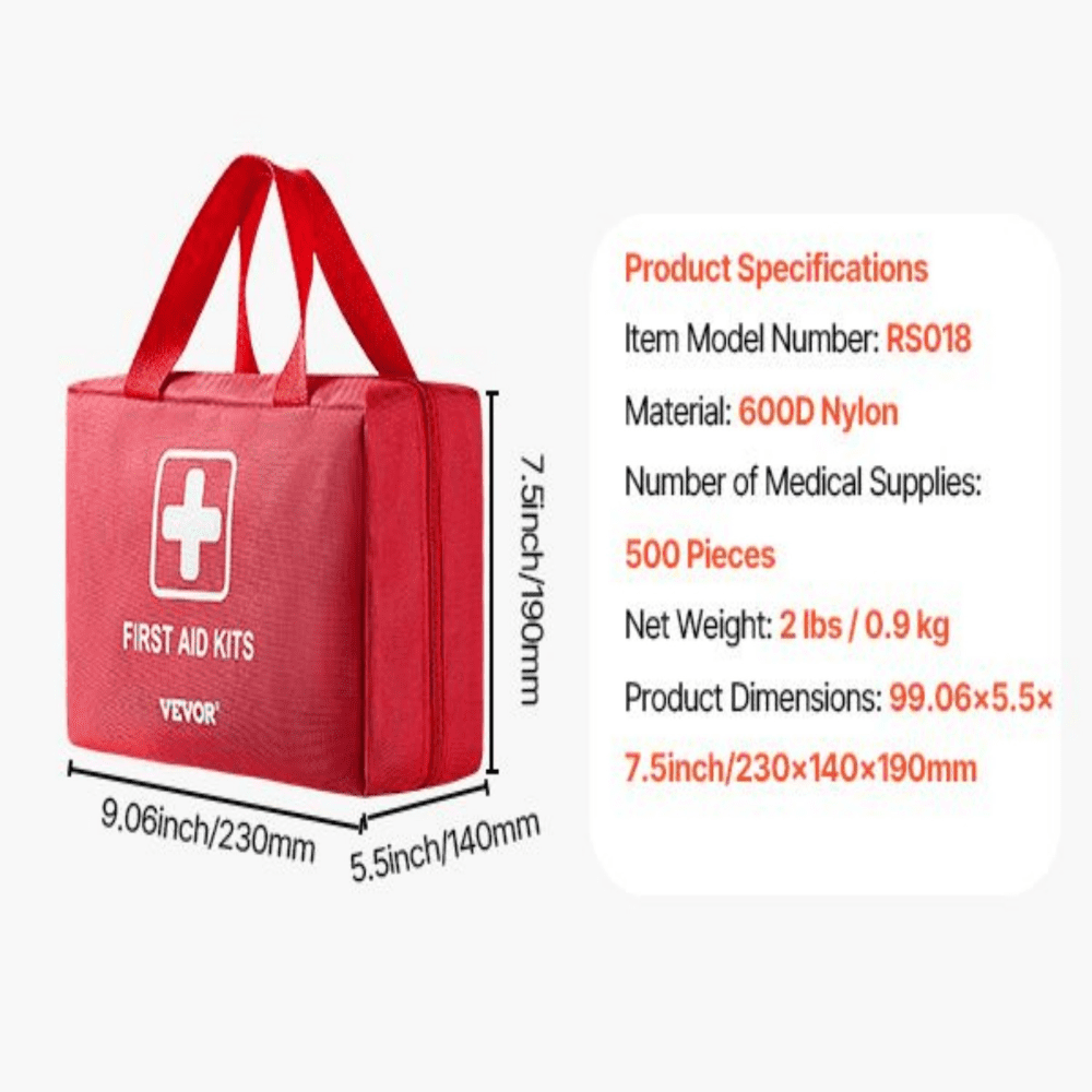 First Aid Kit 500 Pieces, Large Survival Bag - Emergency Medical Supplies for Home, Car, Travel, Outdoor Adventures