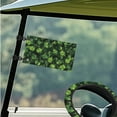 thumbnail image 3 of XYZCANDO Clover 4pcs Golf Cart Seat Covers St. Patrick's Day Golf Cart Steering Wheel Covers Golf Cart Flags Golf Cart Accessories Golf Cart Blanket Steering Wheel Wrap Suitable for All Seasons Black, 3 of 7