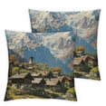 thumbnail image 2 of Acheng Mountain Throw Pillow Covers Rustic Village Tree Cabin Nature Country Snowy Oil Painting Brown Soft Cozy Washable Outdoor Home Decor Square for Chair Bed Sofa,Set of 2 White, 2 of 6