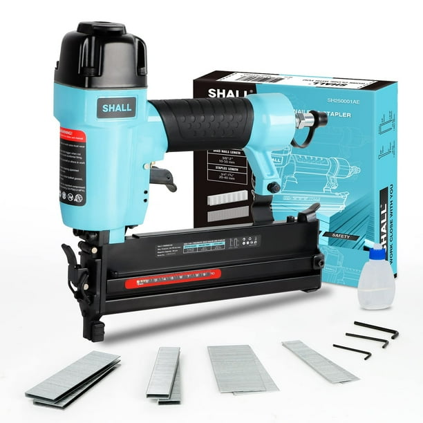 SHALL Pneumatic Brad Nailer, 2 in 1 Nail Gun, Electric Staple Gun, 18 Gauge Crown Stapler, 800