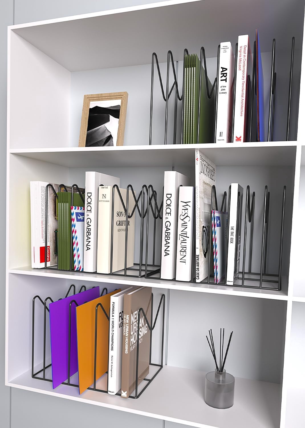 File Organizer for Desk, File Sorter, File Folder Holder, Desktop Clipboard Holder, Storage, Metal Holder, Black