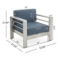 thumbnail image 3 of GDF Studio Jensen Outdoor Patio Club Chairs with Blue Cushions, Set of 2, 3 of 5
