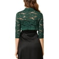 thumbnail image 3 of Allegra K Women's Elegant Ruffle Collar Front 3/4 Sleeve Lace Shrug Top, 3 of 5