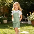 thumbnail image 6 of Bainana Kids Girls Sleeveless Plaid Printed Overalls Dress With Pocket Comfortable Casual Child Suspender Dress For Outdoor Play Size 12-13 Years Green, 6 of 7