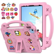Dteck Kids Case for iPad A16 11th Generation 2025 , iPad 10th Gen Case 10.9" 2022 for Girls Boys with DIY Toys, Shockproof Handle Stand Kids Case for iPad 11th/ 10th Gen, Pink