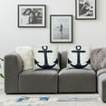 thumbnail image 3 of JRXY Anchor Square Pillow Cover Nautical Style Anchor Navy Blue Throw Pillow Cover for Living Room Bed Simple Style Geometric Home Decor Party Sofa Cushion Case 2 Pack White, 3 of 6